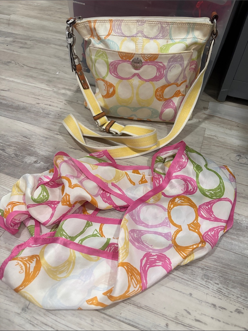 Coach Pastel Crossbody " vintage bag and scarf